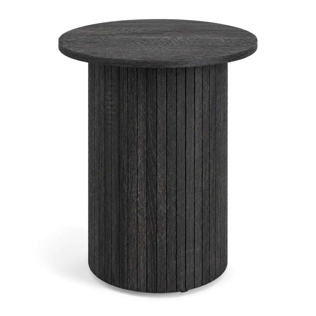 18" Round Fluted Side Table with Pedestal Drum Base