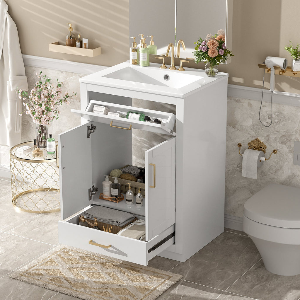 24" Bathroom Vanity with Integrated Ceramic Sink
