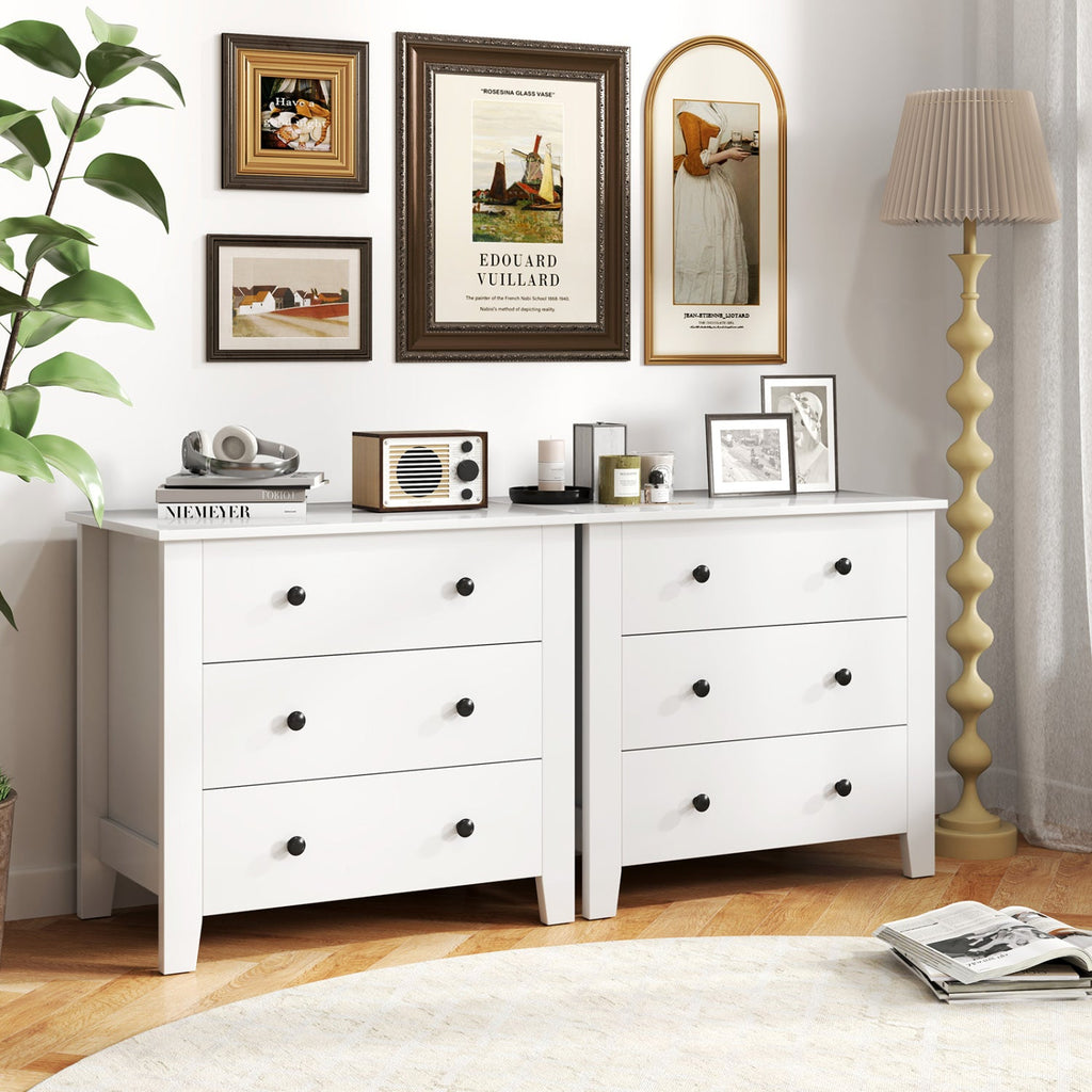 3-Drawer Dresser with Tapered Legs - Rustic Brown