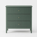 32" Wide Green Fluted 3-Drawer Nightstand