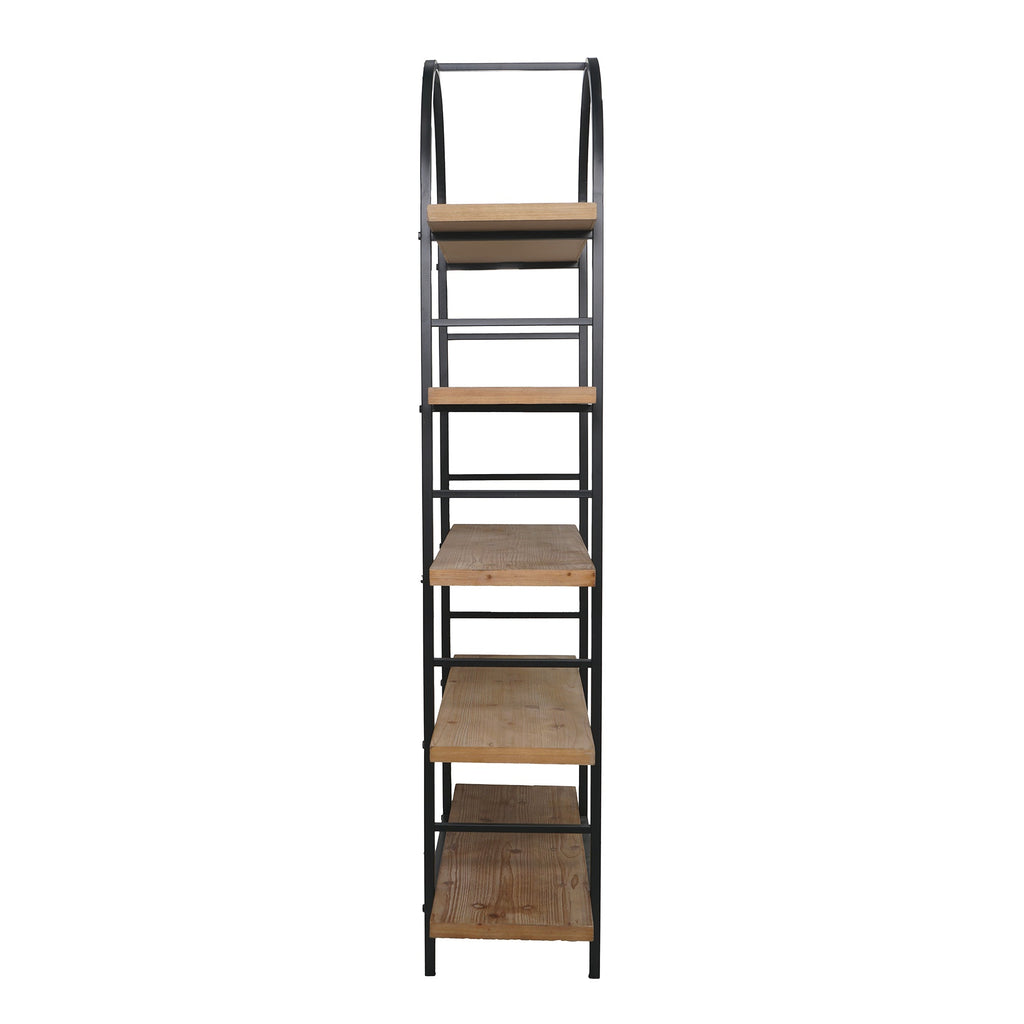 Tall Arched Wood and Iron Display Shelf