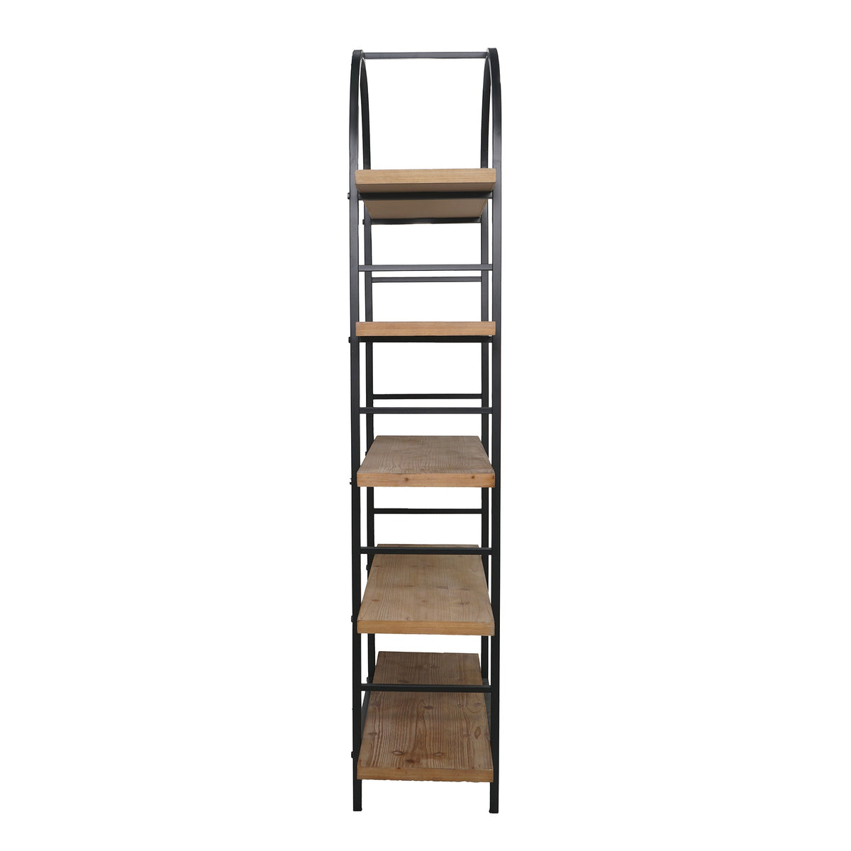 Tall Arched Wood and Iron Display Shelf