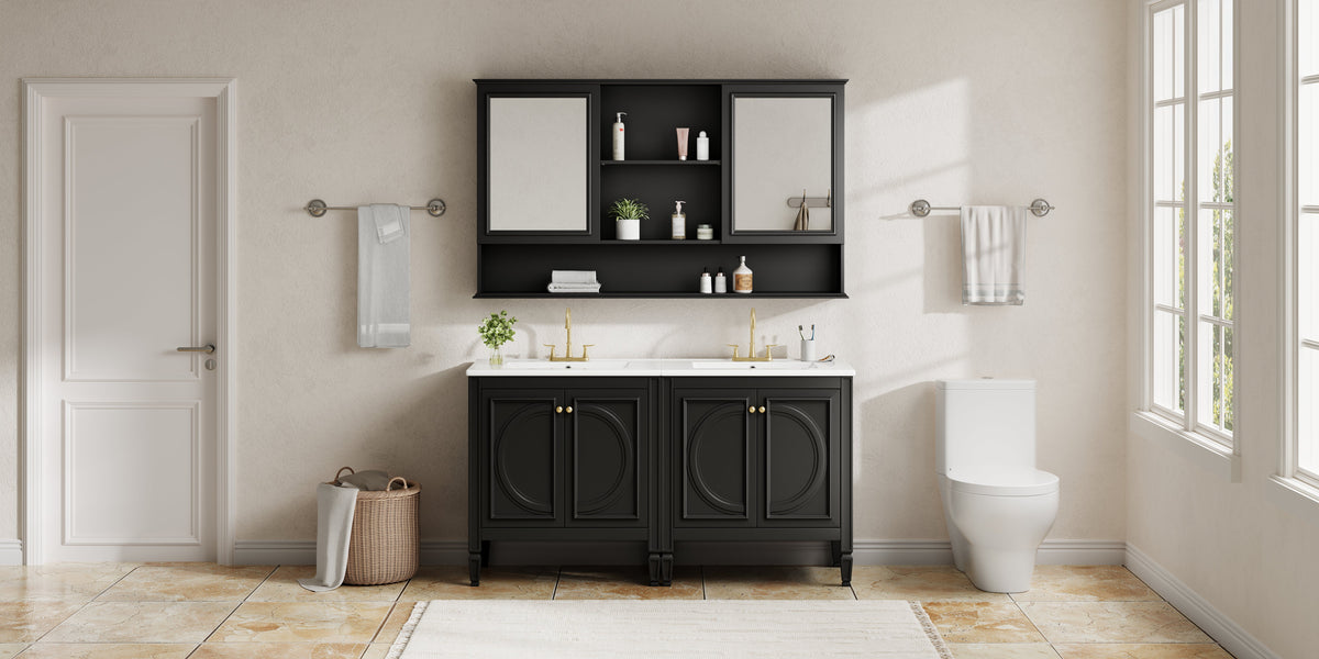 60" Double Sink Bathroom Vanity Set with Tall