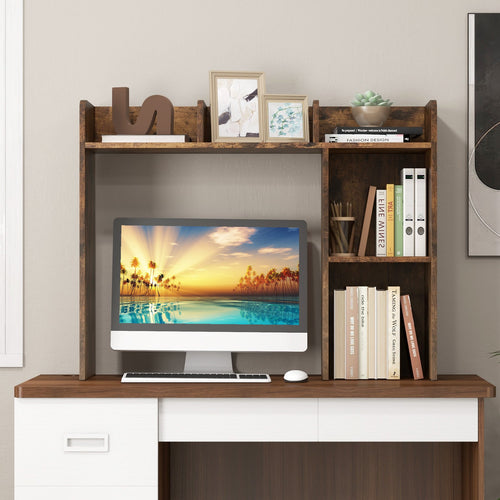 3-Tier Multipurpose Desk Bookshelf with 4 Shelves