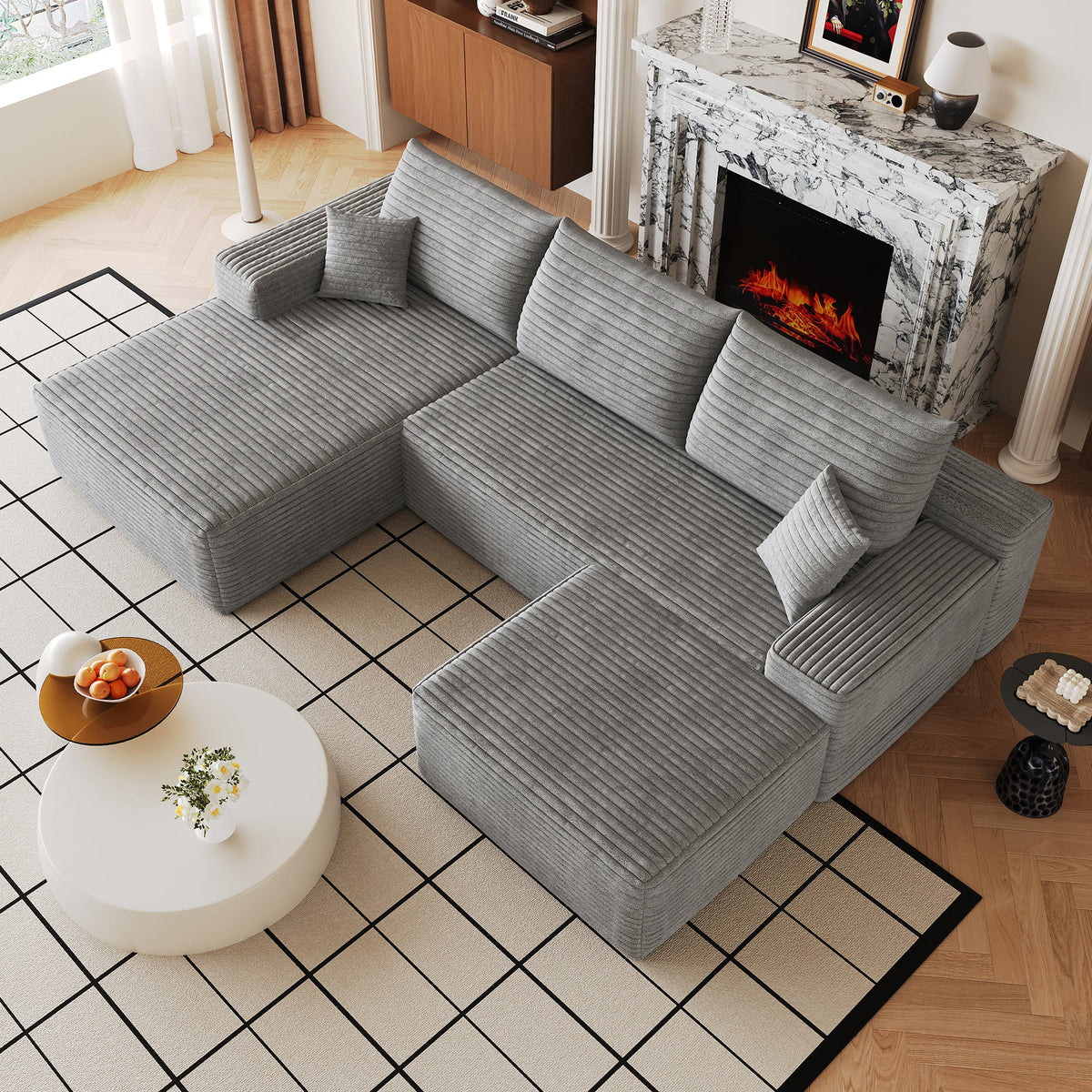 107" Cloud Sectional Sofa with Ottoman