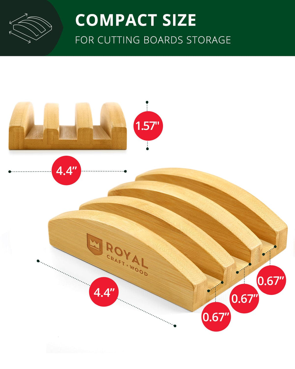 Cutting Board Stand with 3 Slots, Natural