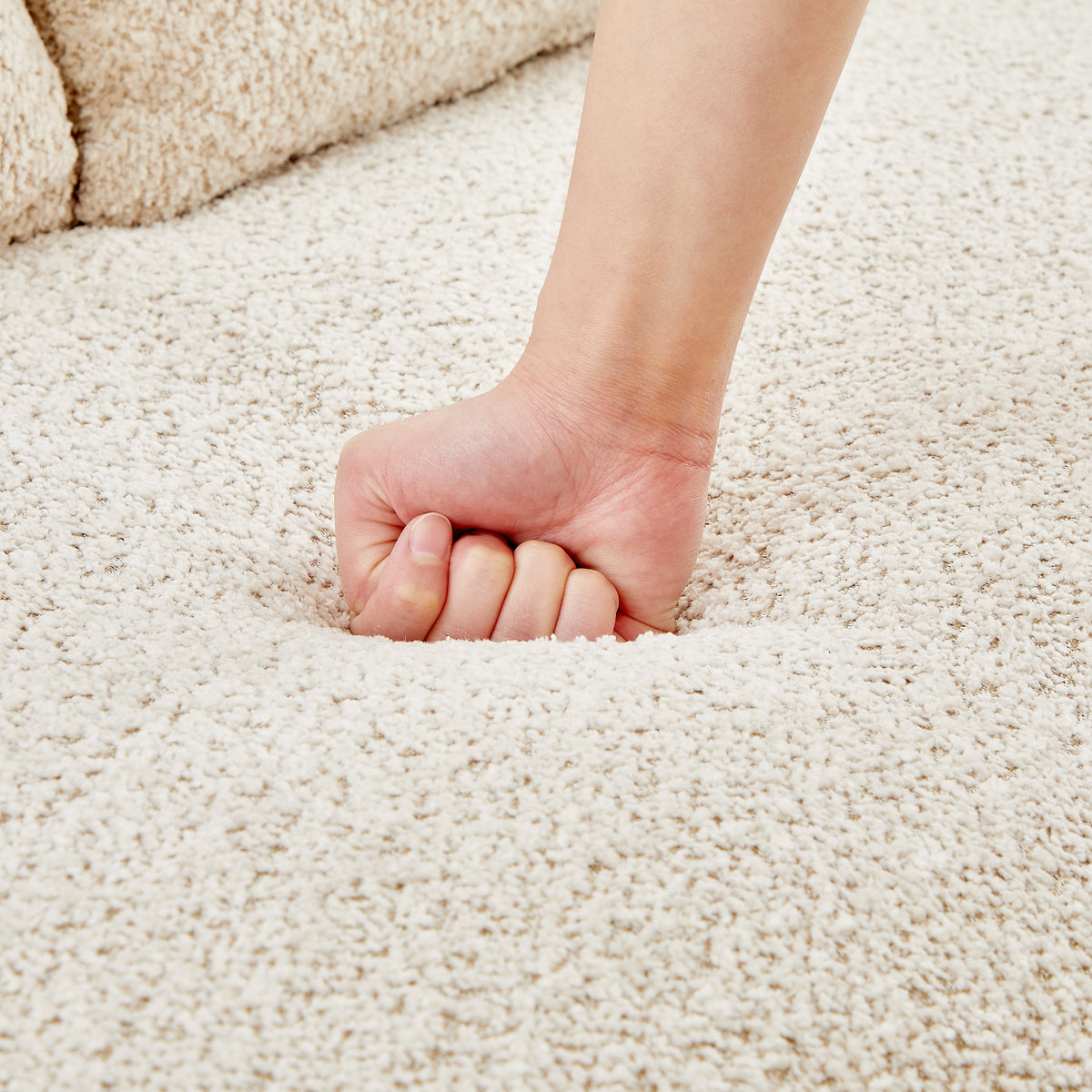 75 In. Curved Boucle Upholstered Sofa - Solid Wood Frame Couch