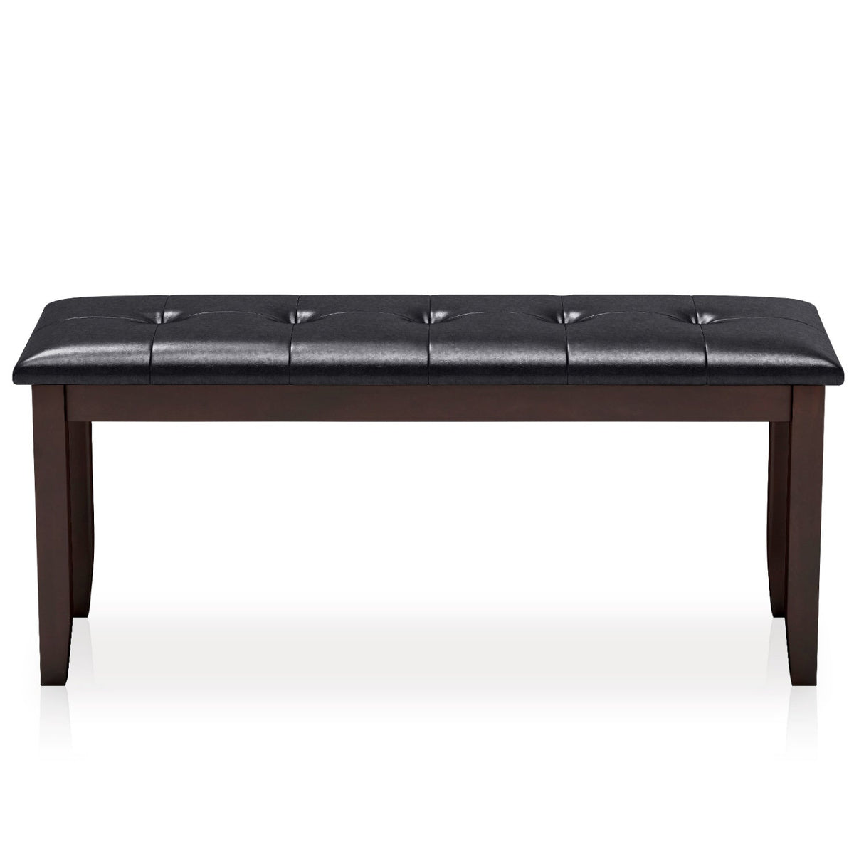 Upholstered Bench with Tufted Seat and Wood Legs, 45.5"