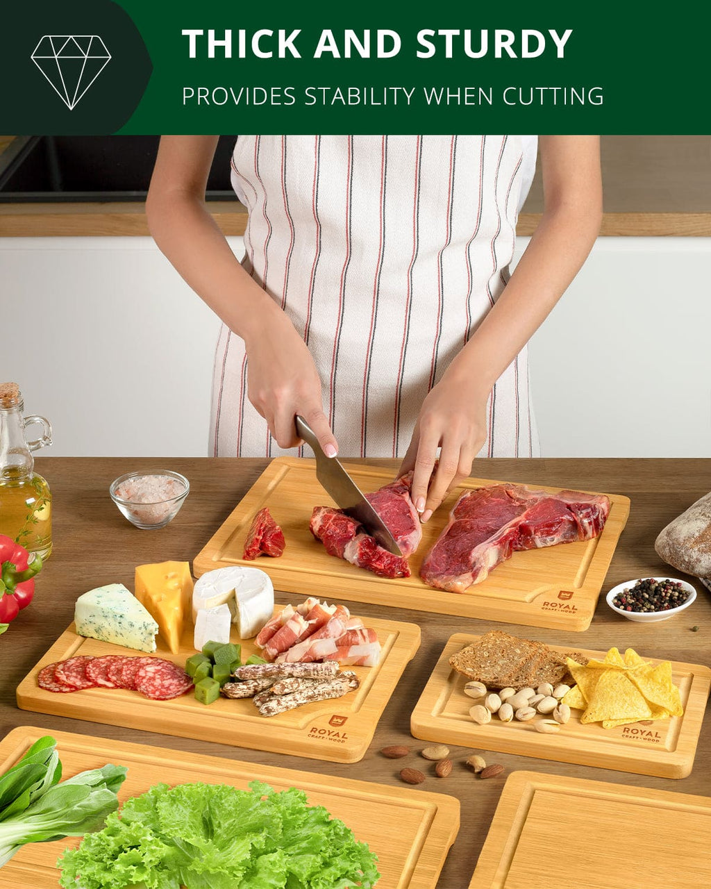Cutting Board Set of 5, Bamboo