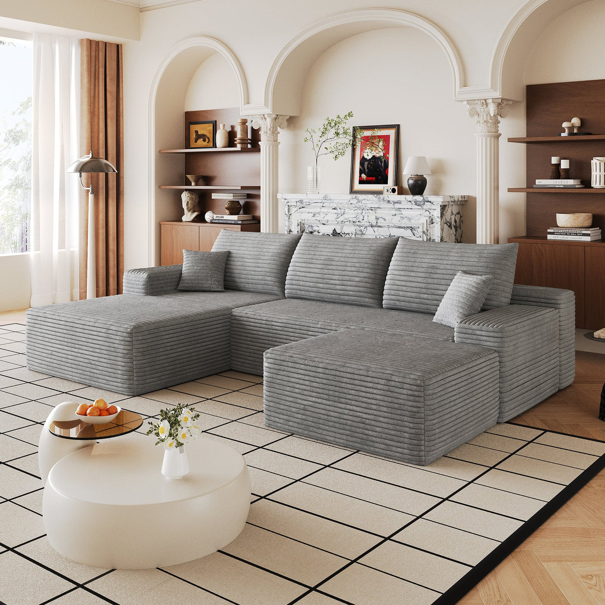 107" Cloud Sectional Sofa with Ottoman