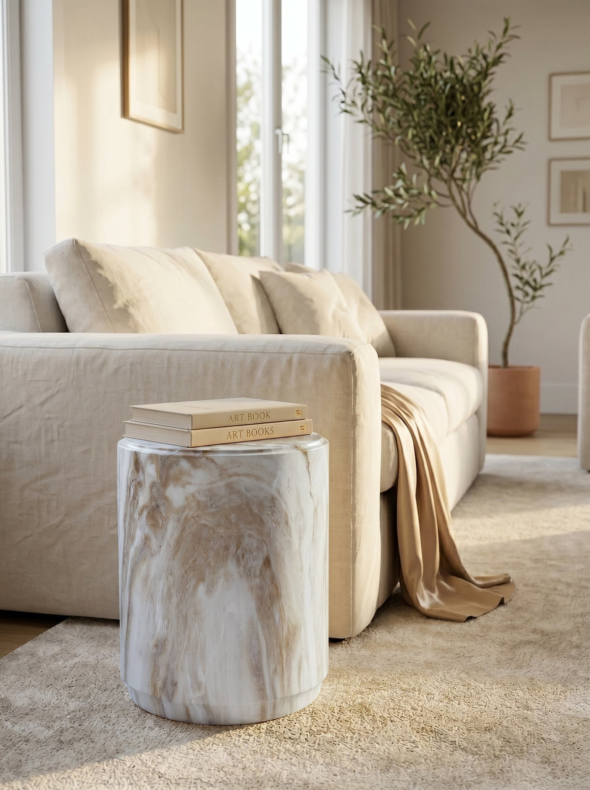 18.5-Inch Marble-Look Stool