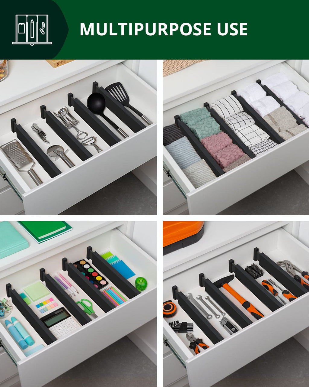Drawer Dividers 22”, Black