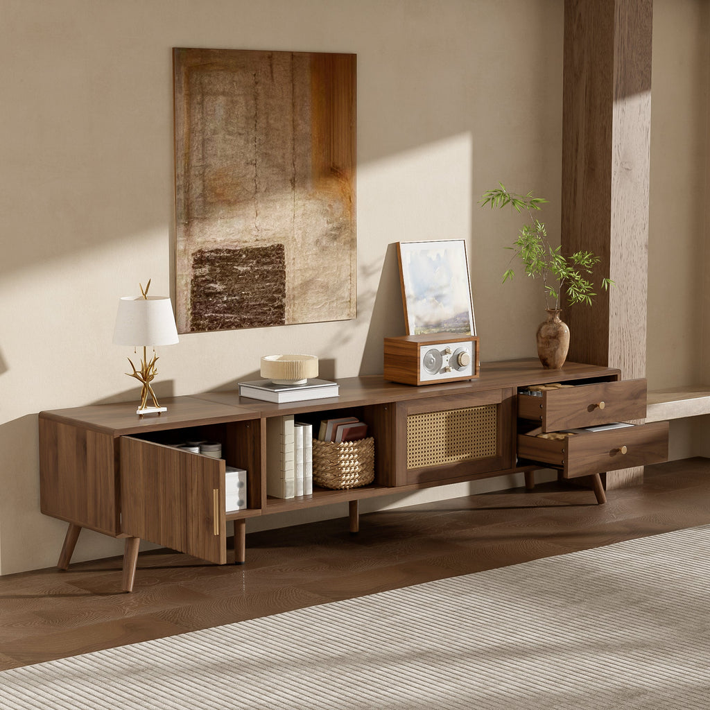 Modern Rattan Doors TV Stand for TVs up to 85 Inches