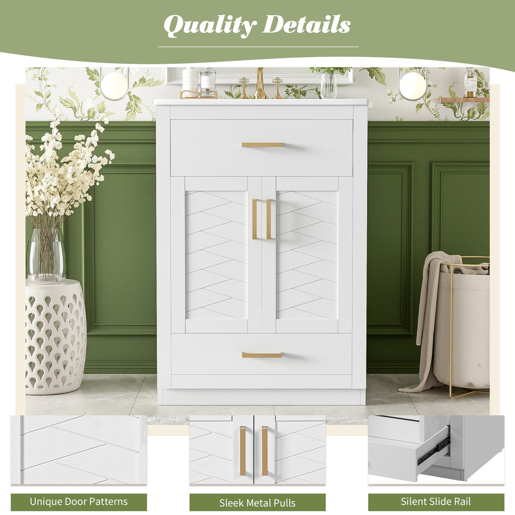 24" Bathroom Vanity with Integrated Ceramic Sink