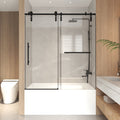 Frameless Sliding Bathtub Door - Matte Black
