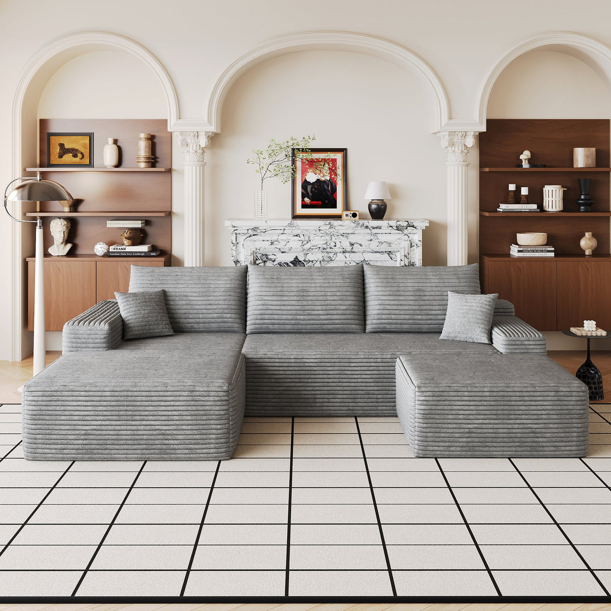 107" Cloud Sectional Sofa with Ottoman