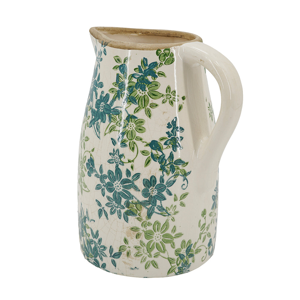7.9x5.9x9.4" Floral Pitcher Vase