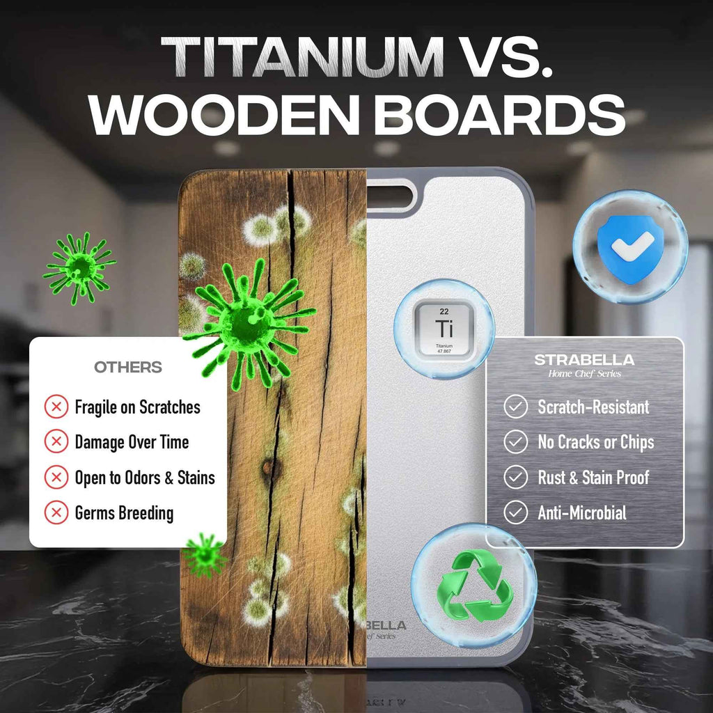Titanium Cutting Board — Antibacterial, Scratch-Resistant