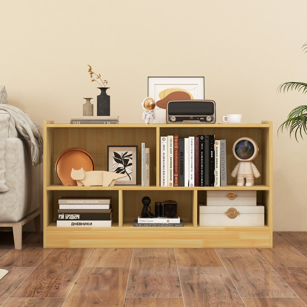 Kids 2-Shelf Bookcase 5-Cube Wood Toy Storage Cabinet Organizer