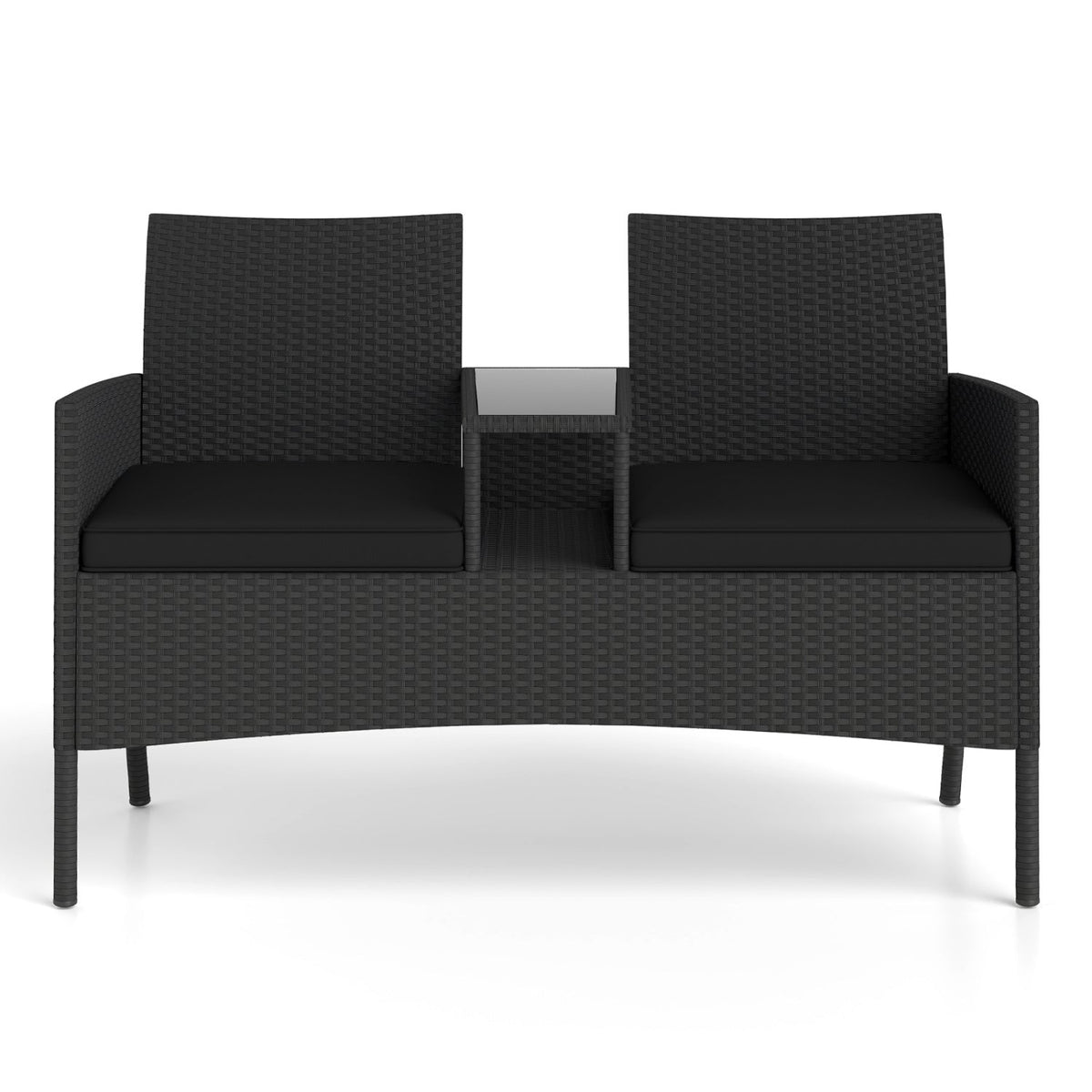 Patio Loveseat with Built-in Table and Storage