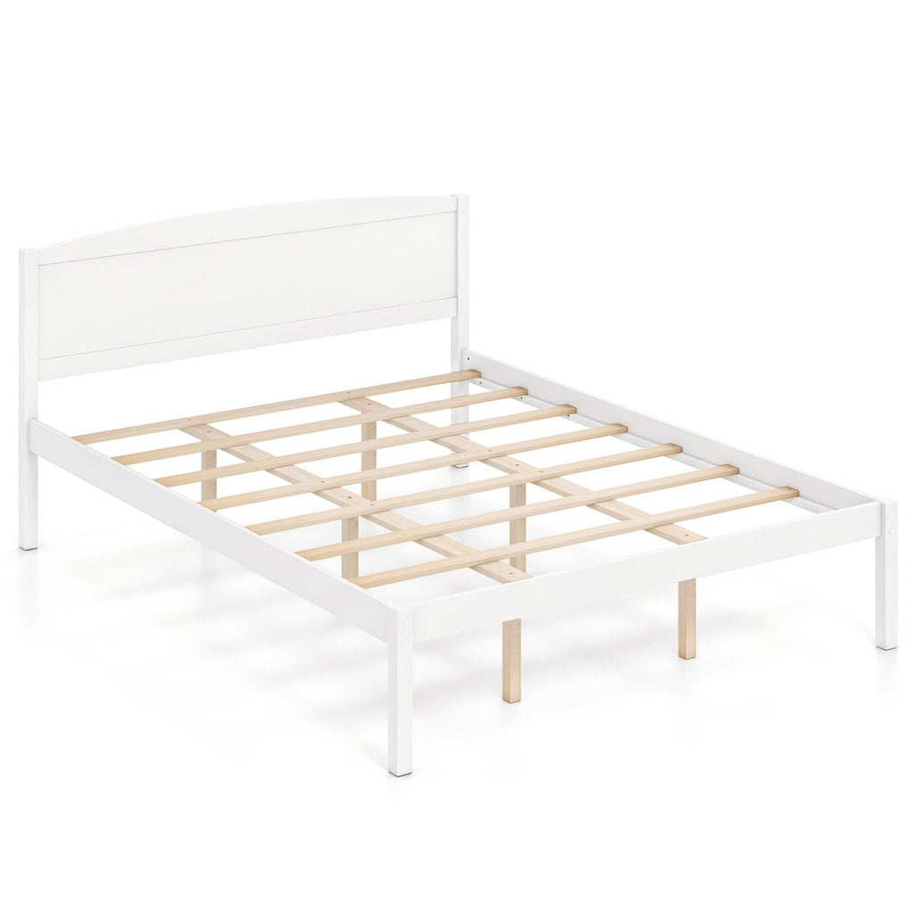 Queen Platform Bed Frame with Curved Headboard - Walnut