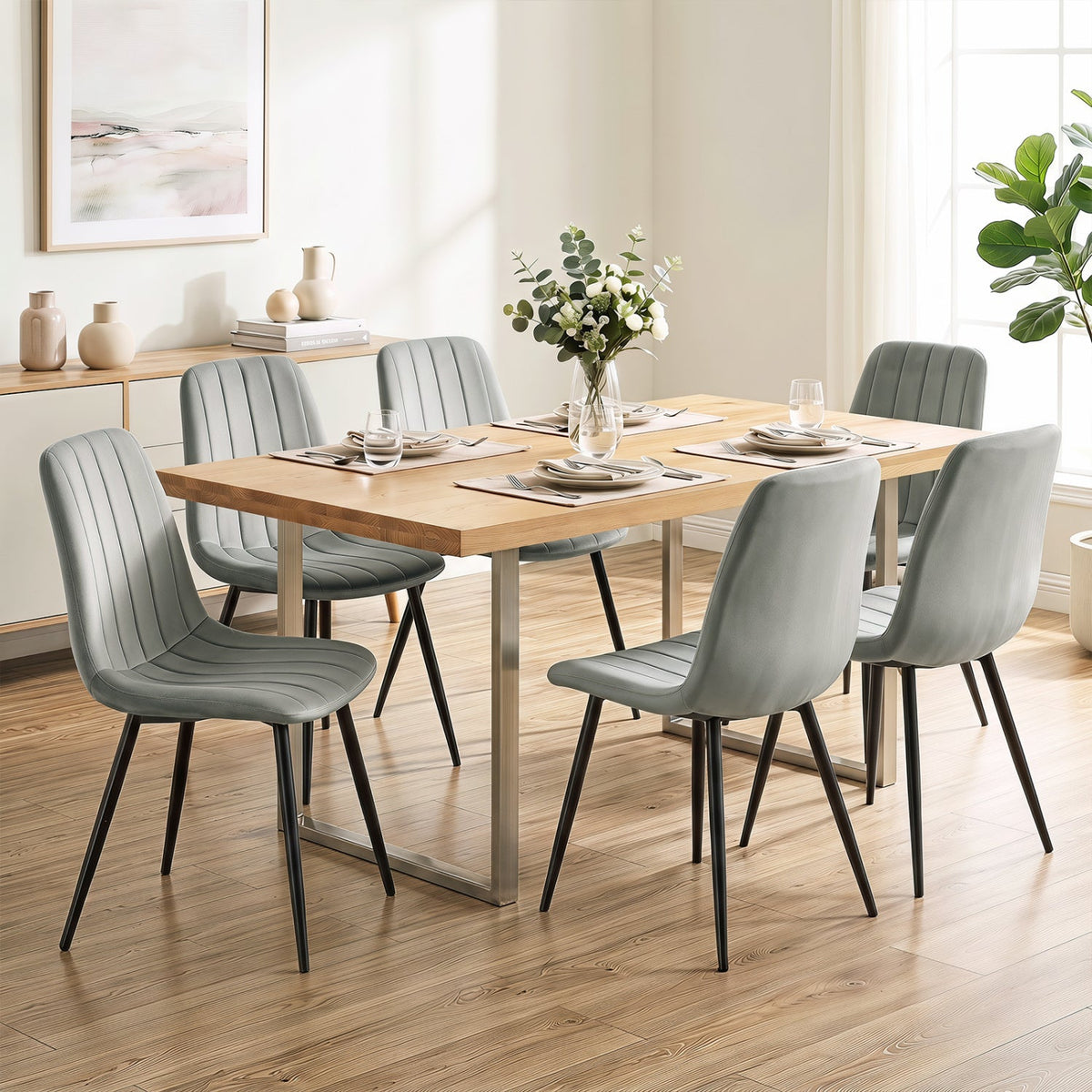 Upholstered Dining Chairs Set of 4 with Metal Legs