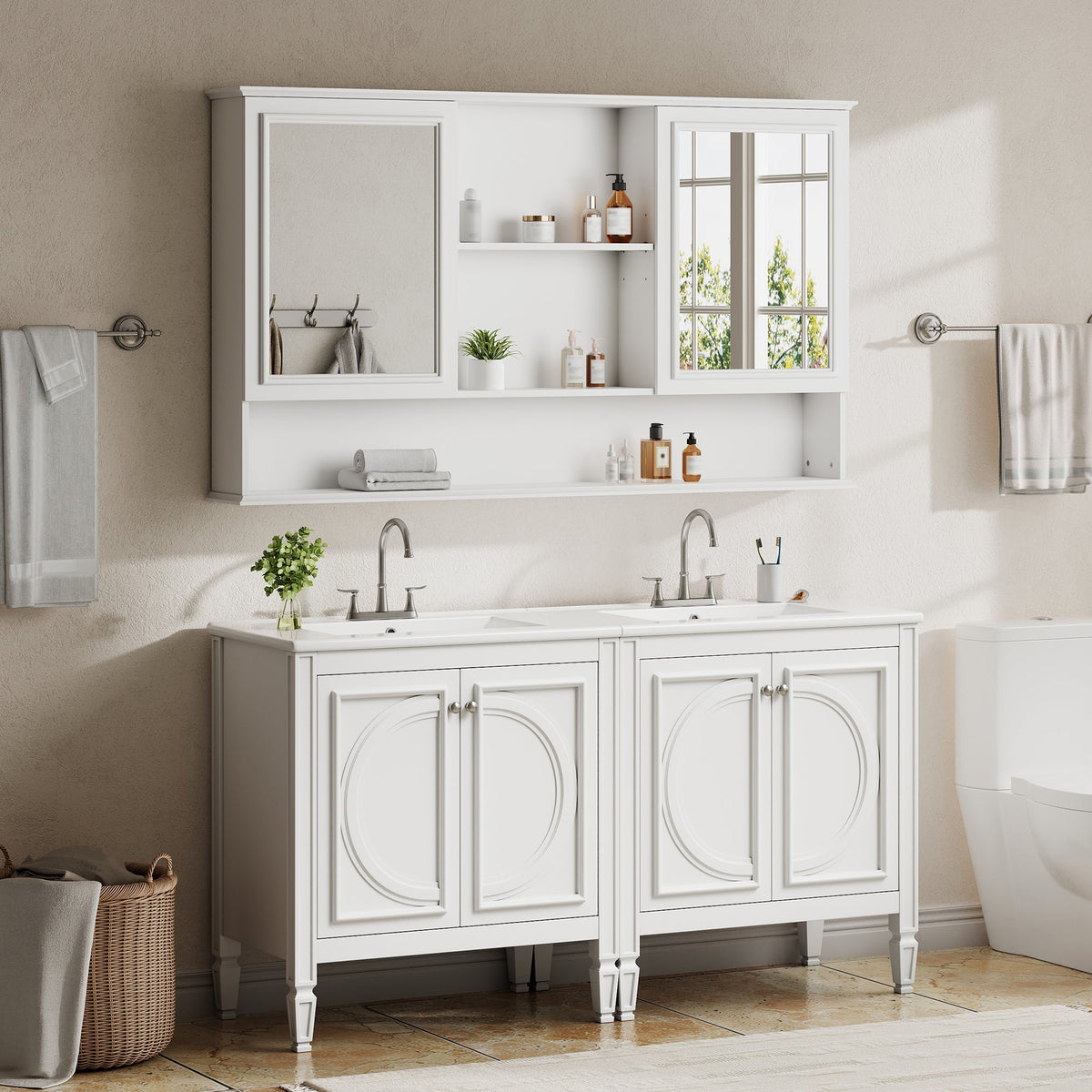 60" Double Sink Bathroom Vanity Set with Tall