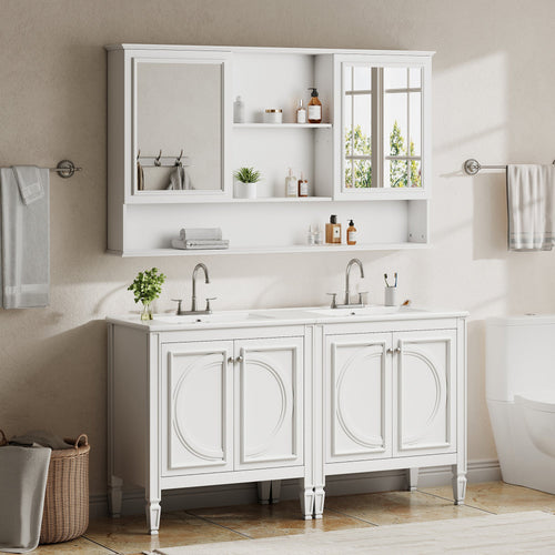 60" Double Sink Bathroom Vanity Set with Tall