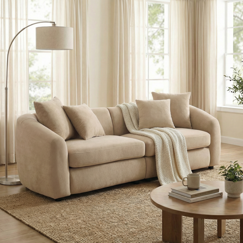 87 in. Curved 3 Seater Modern Upholstered Velvet Sofa