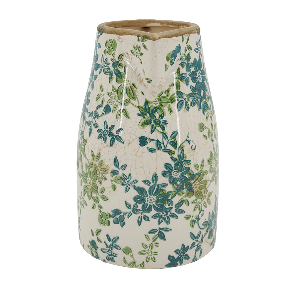 7.9x5.9x9.4" Floral Pitcher Vase