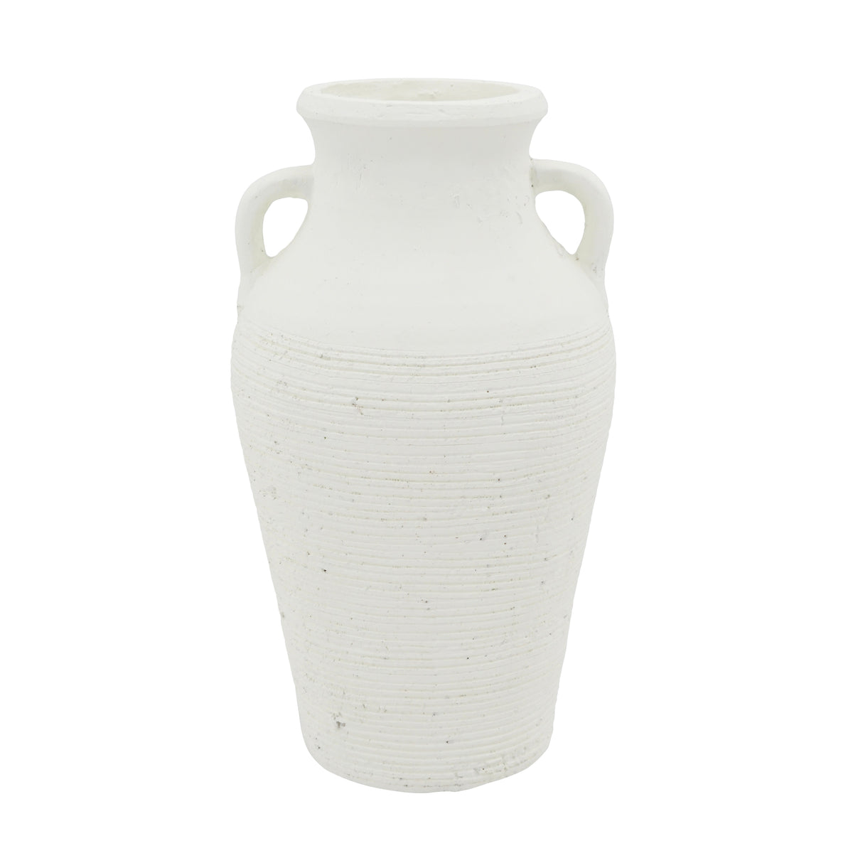 Rustic White Terracotta Tall Vase