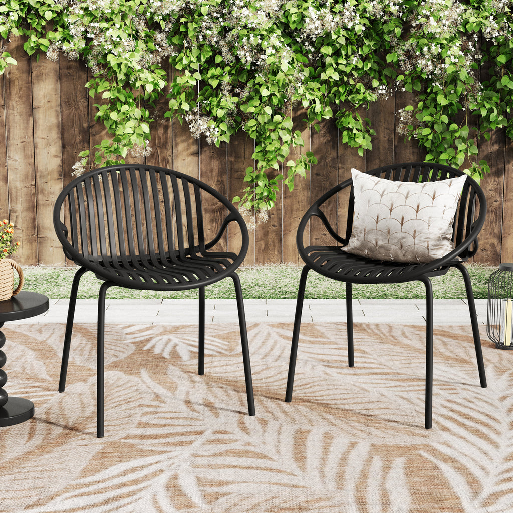 Patio Dining Chairs with Breathable Design (Set of 2)