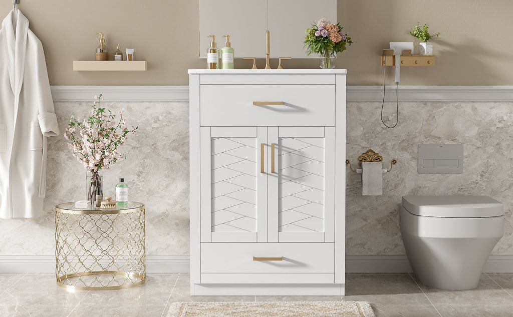 24" Bathroom Vanity with Integrated Ceramic Sink