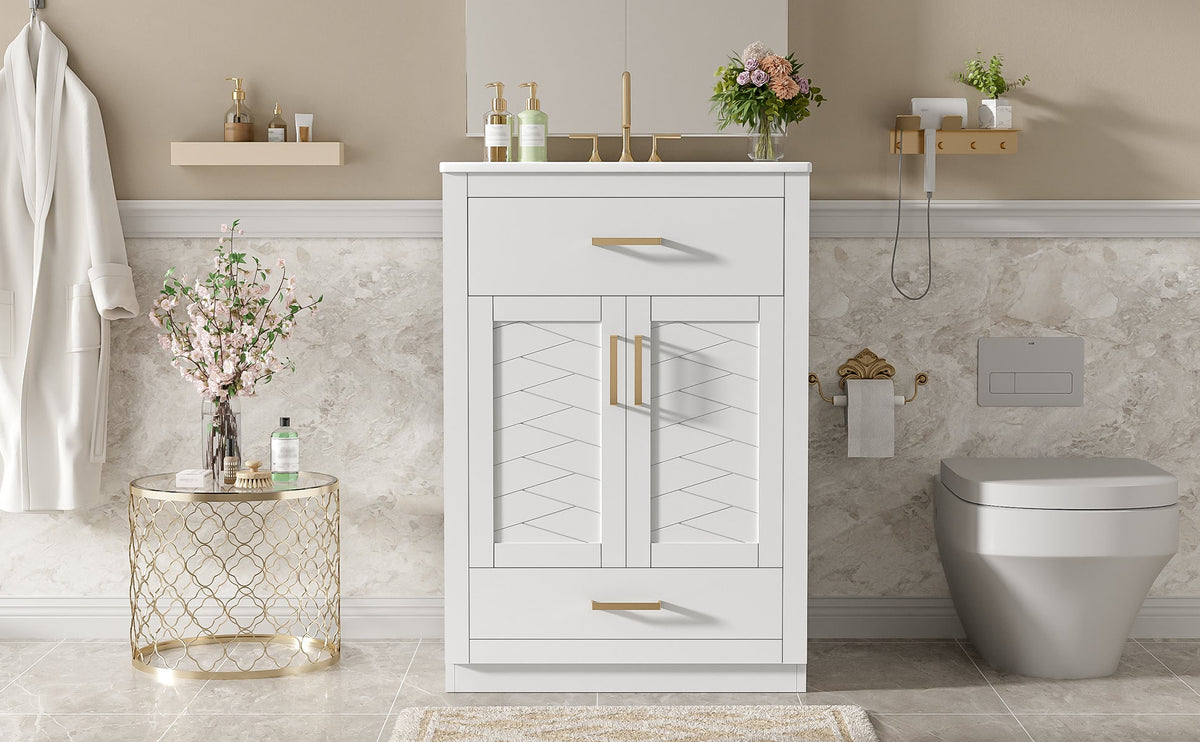 24" Bathroom Vanity with Integrated Ceramic Sink