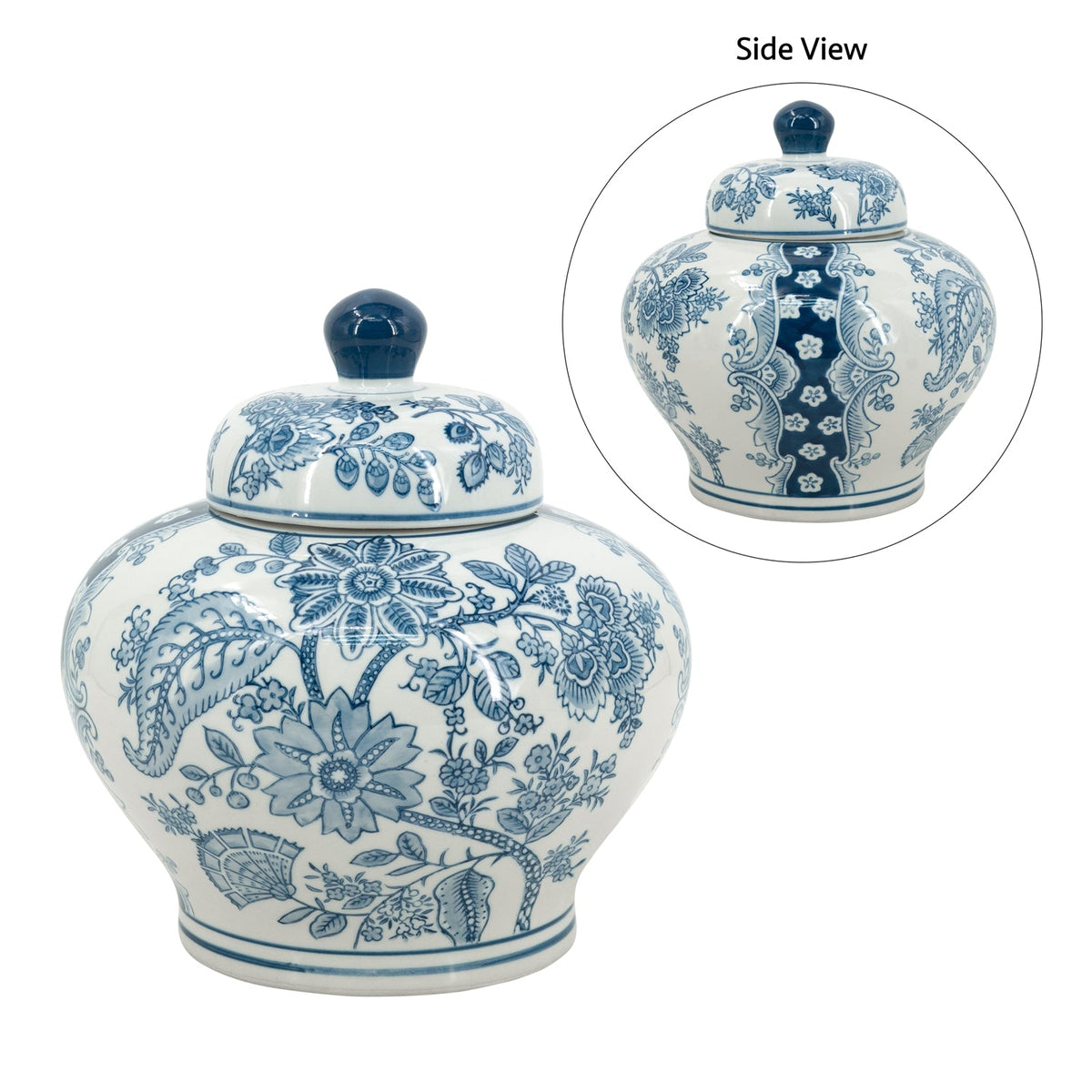 D9.1x9.1" Porcelain Lidded Jar