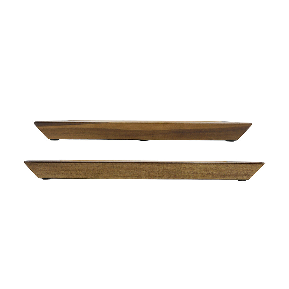 Set of 2 Square Acacia Wood Mirrored Tray