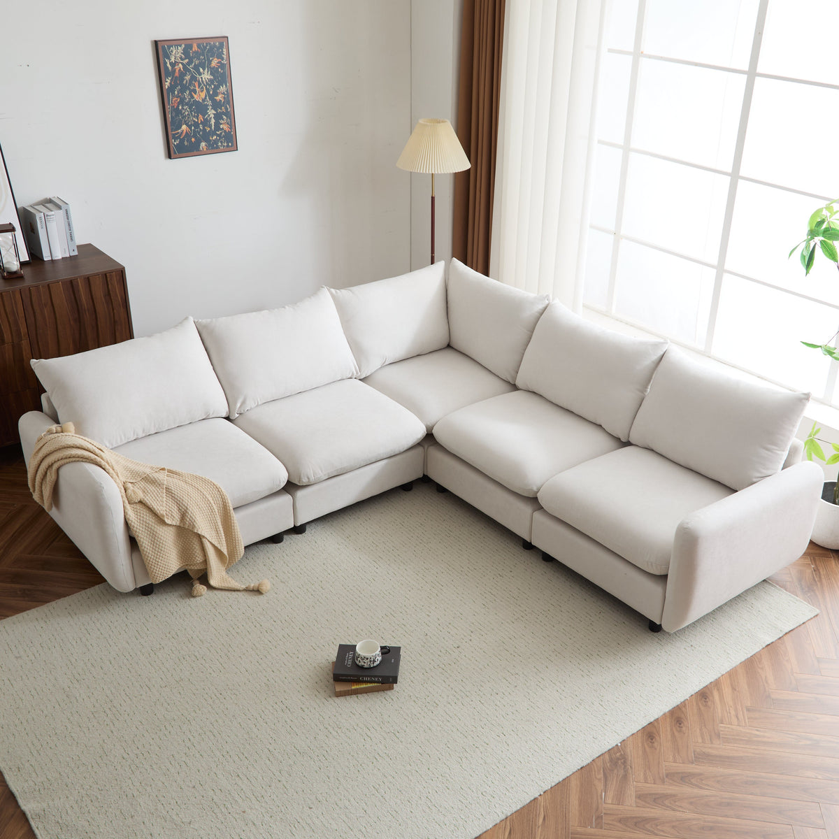 99 in. Oversize 5-Piece L Shaped Modular Sectional Sofa