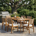 Outdoor 7 Piece Patio Rustic Acacia Wood Dining Set