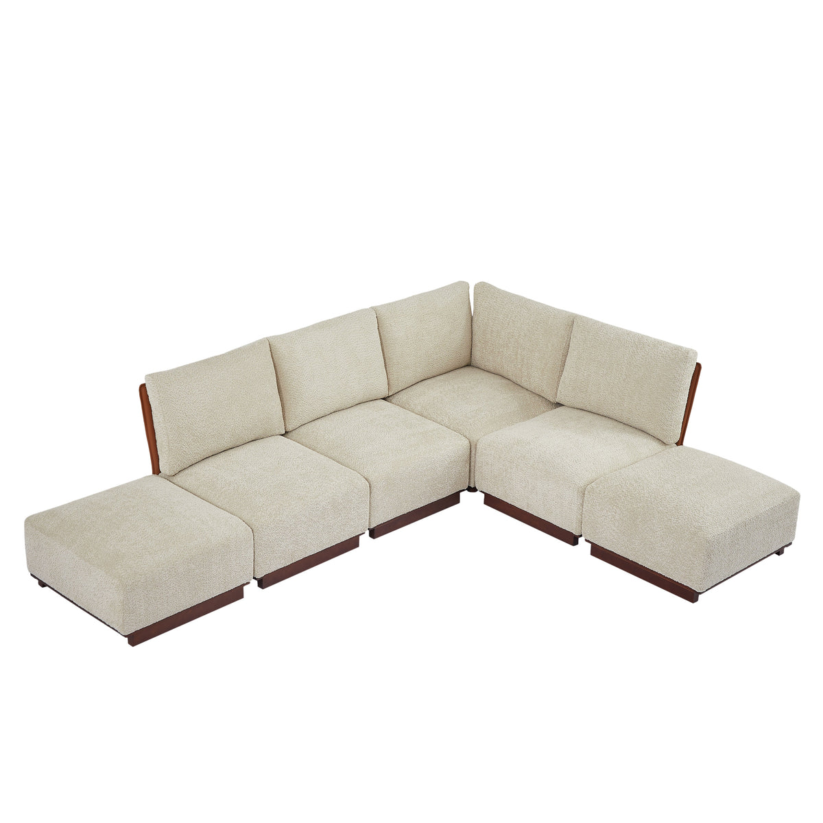 Velora 116 in. L Shaped Boucle Modular Sectional Sofa