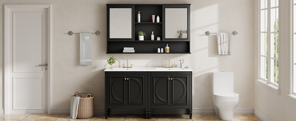 60" Double Sink Bathroom Vanity Set with Tall
