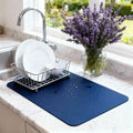 Navy Dish Drying Mat — Super Absorbent, Non-Slip