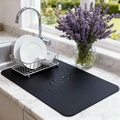 Black Dish Drying Mat — Super Absorbent, Non-Slip