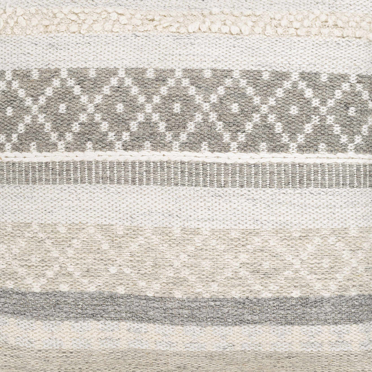 Geyser Woven White Gray Cotton Pouf - Clearance